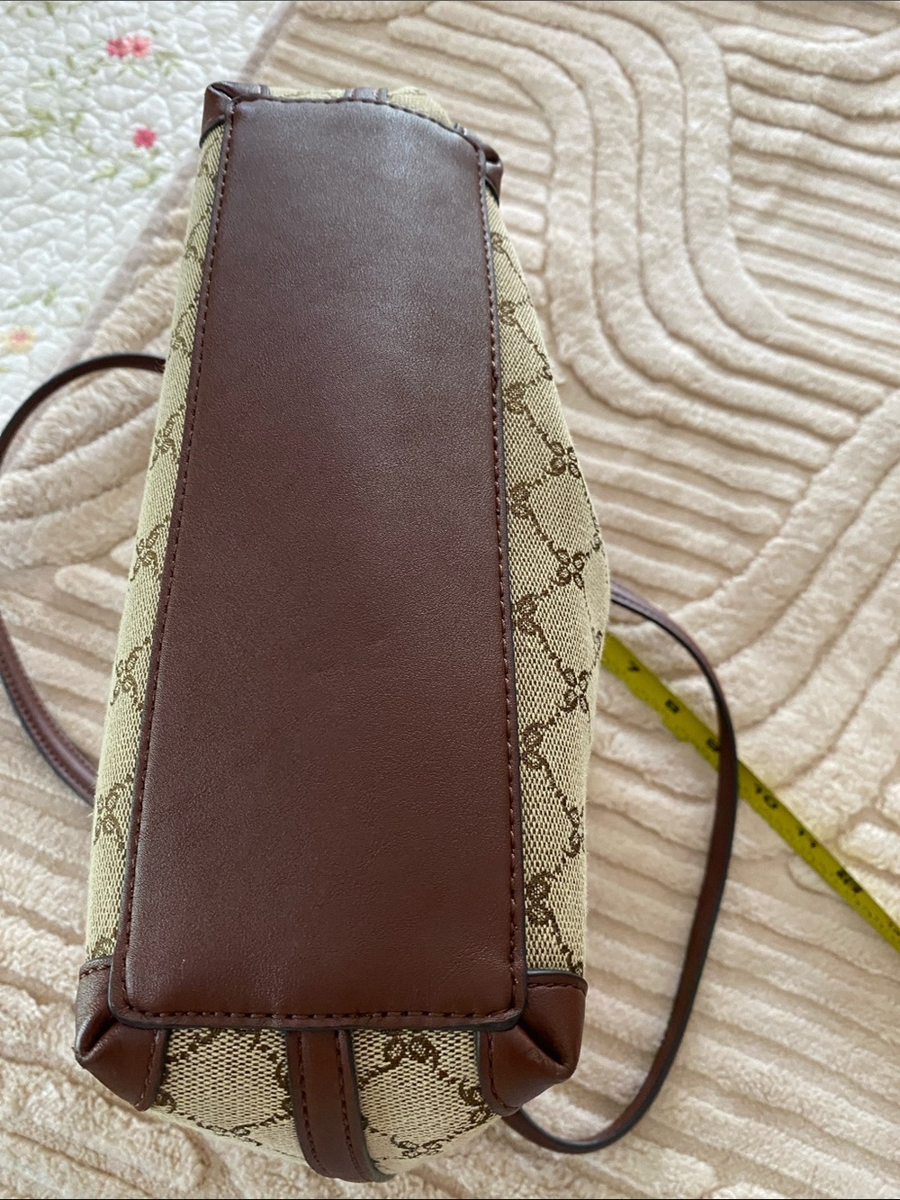 Nine West Brown Monogram-Style Tote with Tan Canvas - Picture 10 of 12